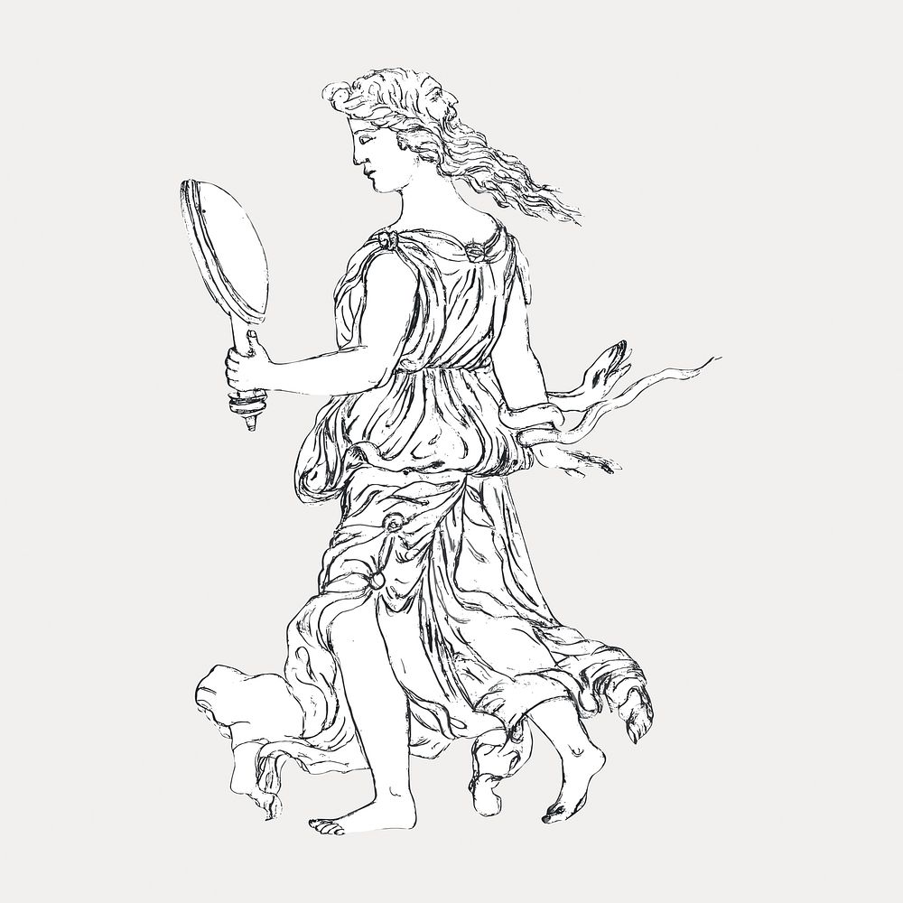 Greek Goddess, vintage woman illustration by James Bruce, isolated vector element. Remixed by rawpixel.