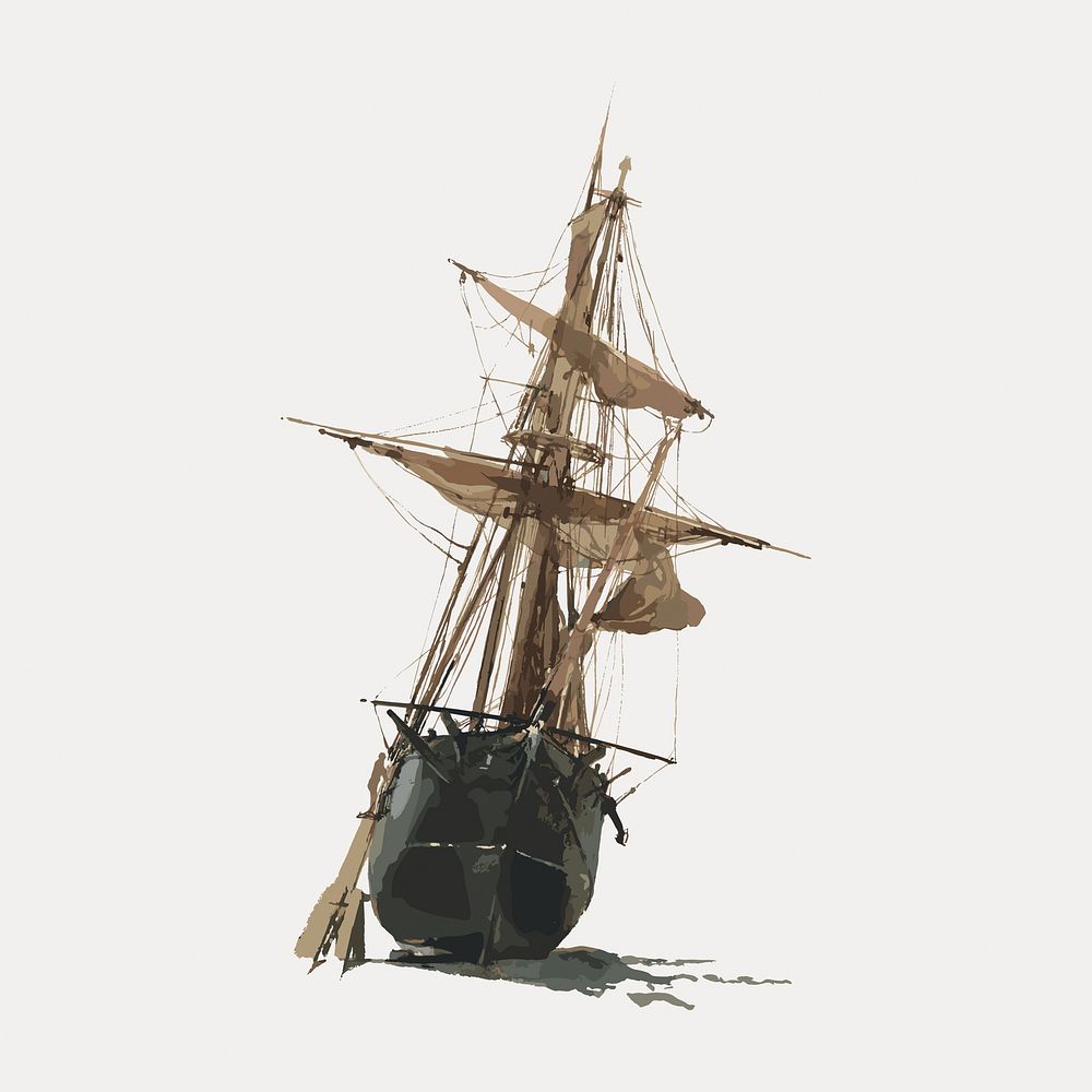 Vintage fishing vessel illustration, isolated vector element. Remixed by rawpixel.