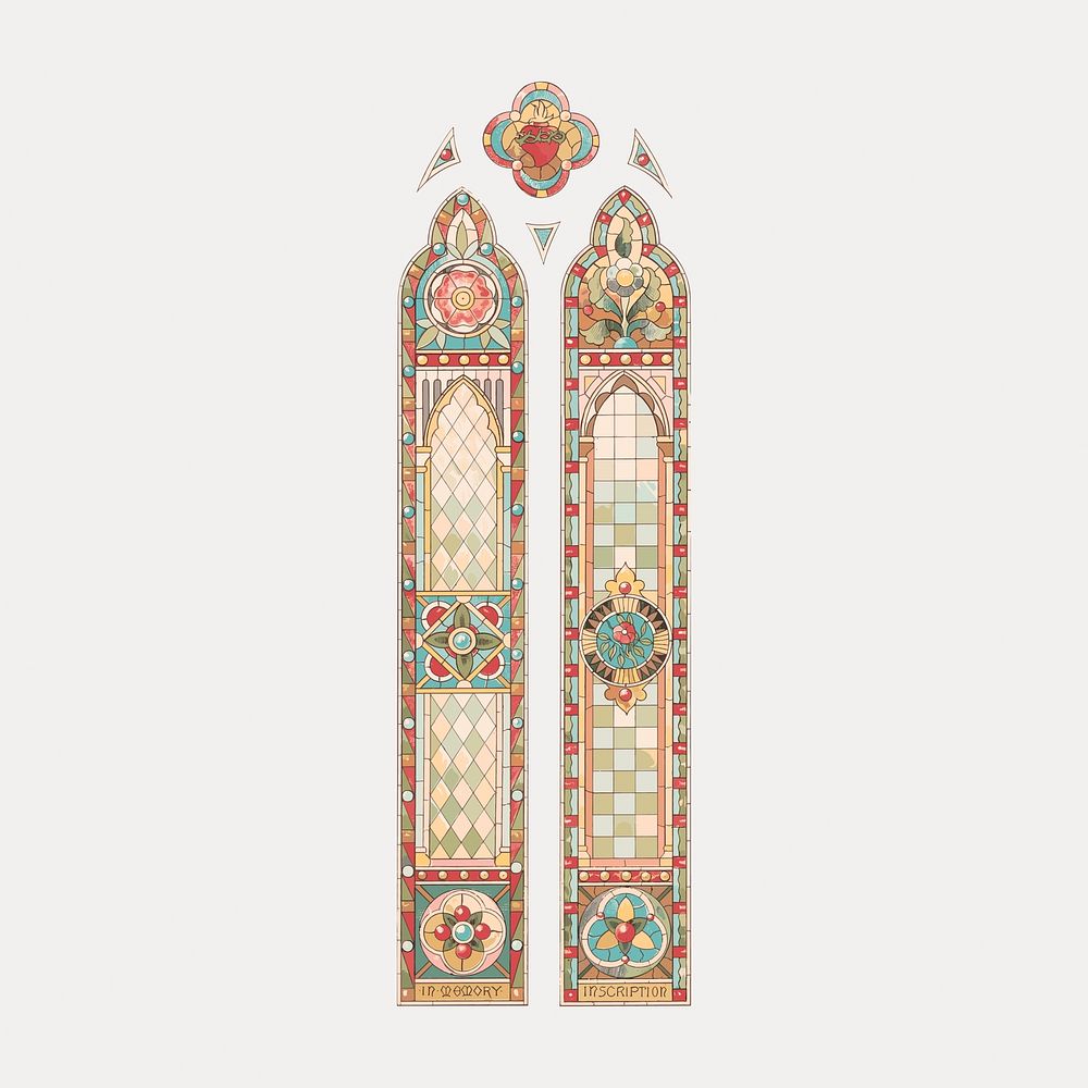 Church's stain glass, isolated vector element. Remixed by rawpixel.