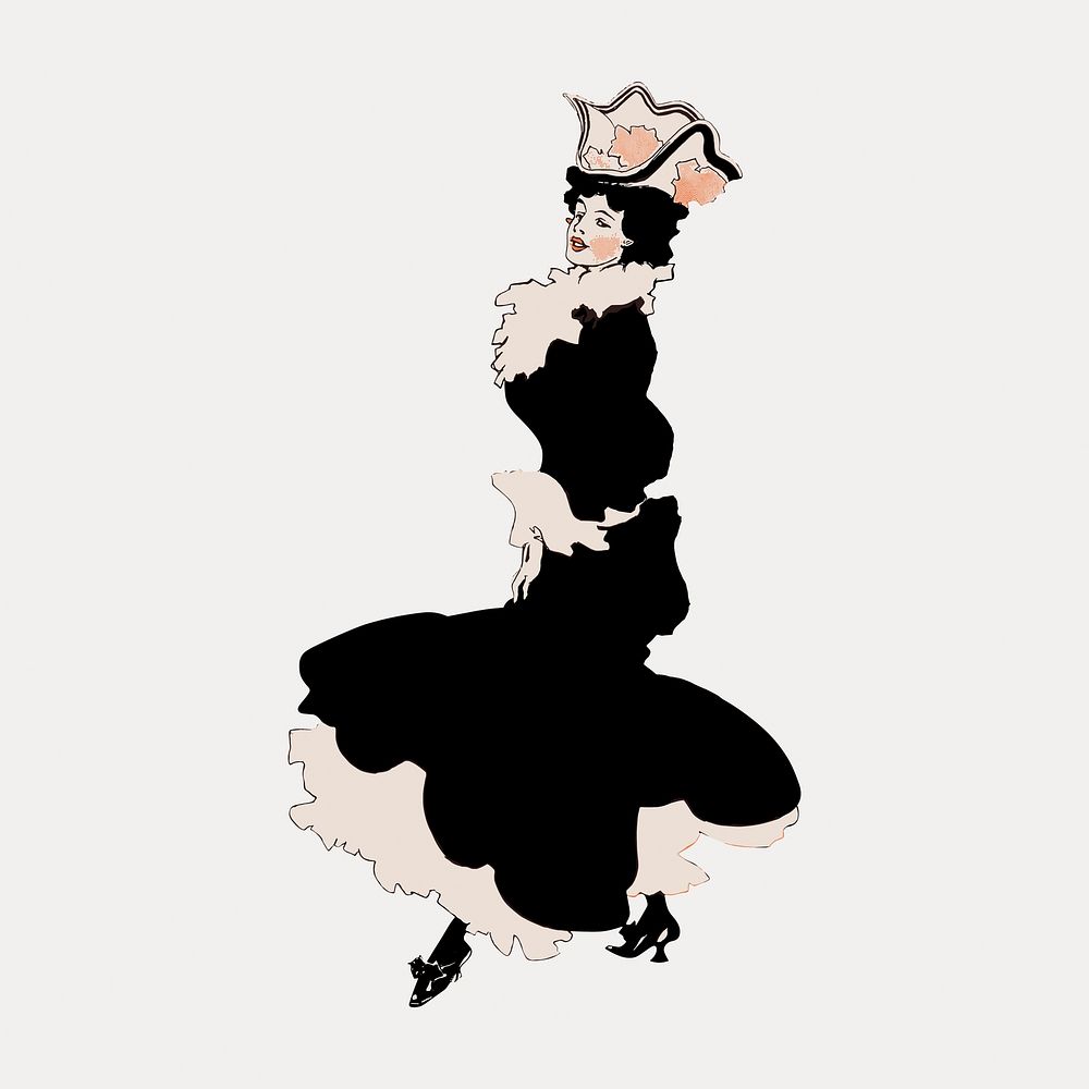 A row of daisies Victorian woman, isolated vector element. Remixed by rawpixel.