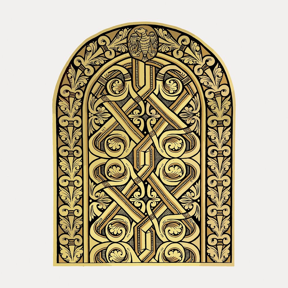 Gold arch window sticker, vector element. Remixed by rawpixel.