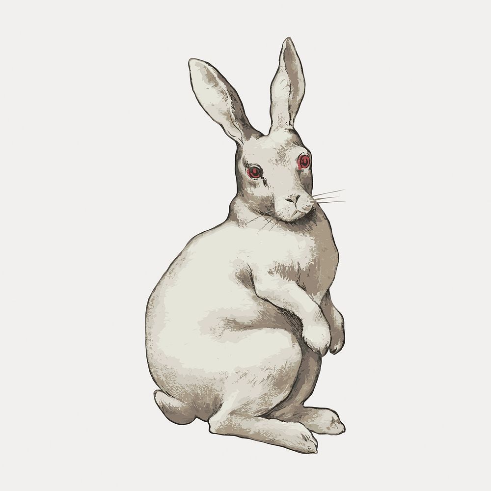 Rabbit, vintage animal illustration isolated on white, vector. Remixed by rawpixel.