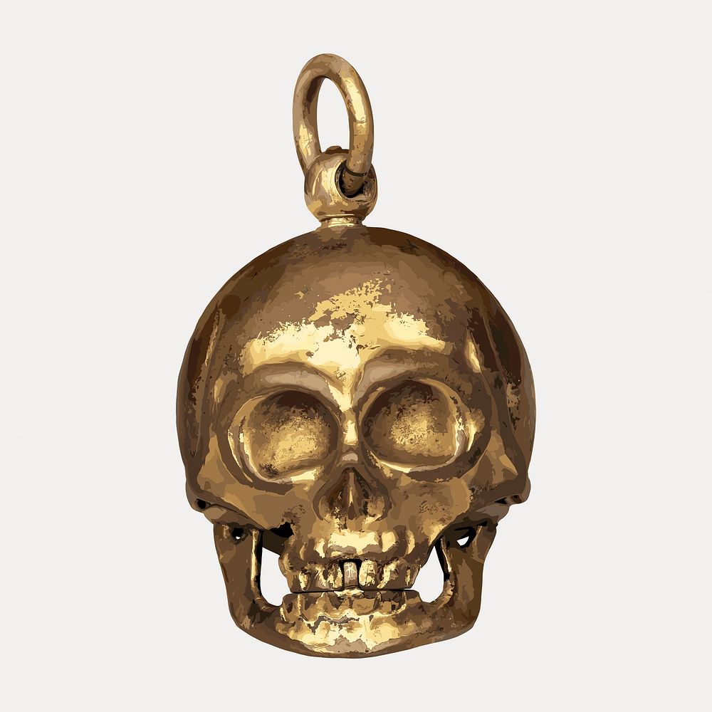 Gold skull vintage object illustration, vector element. Remixed by rawpixel.