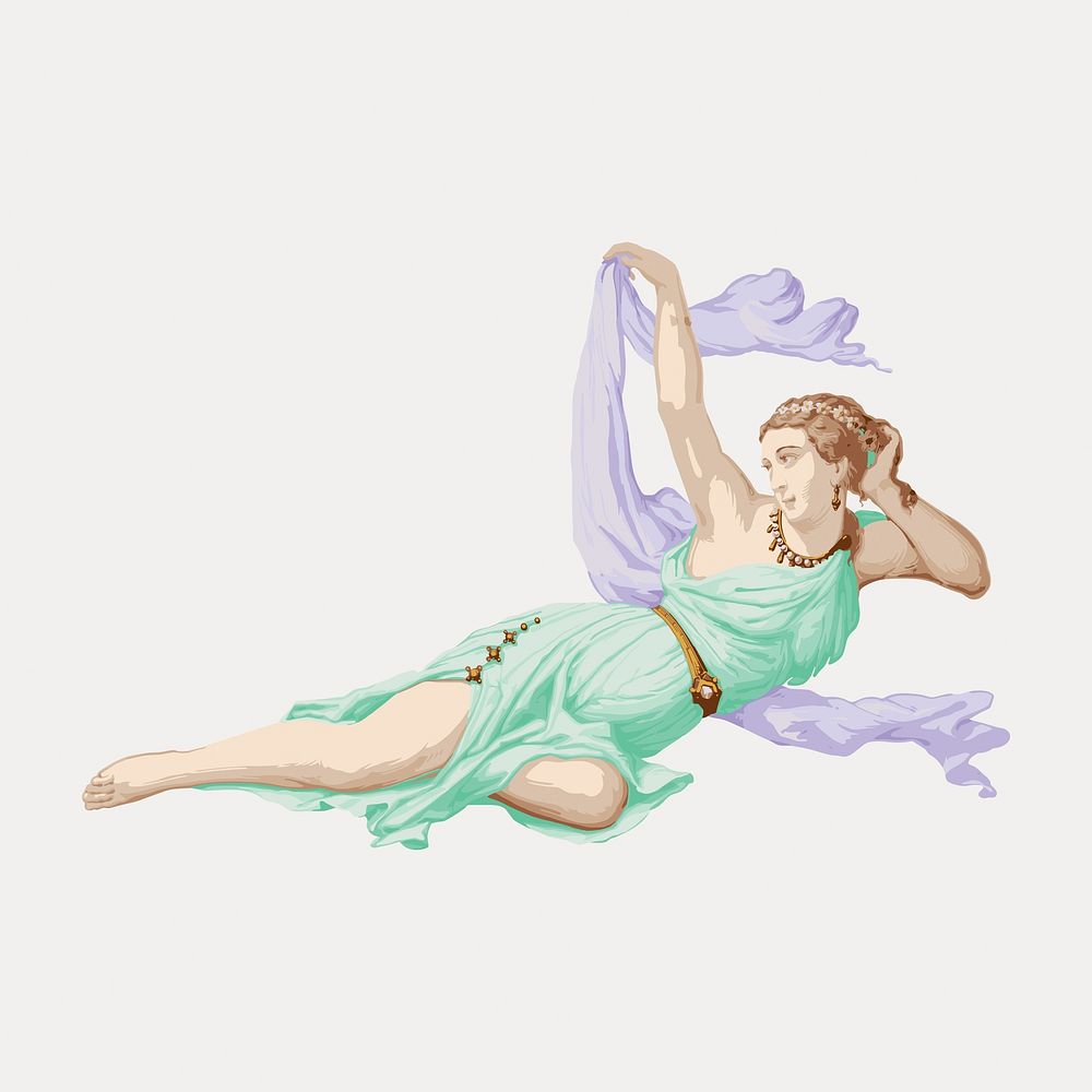 Vintage goddess green dress illustration, vector element. Remixed by rawpixel.