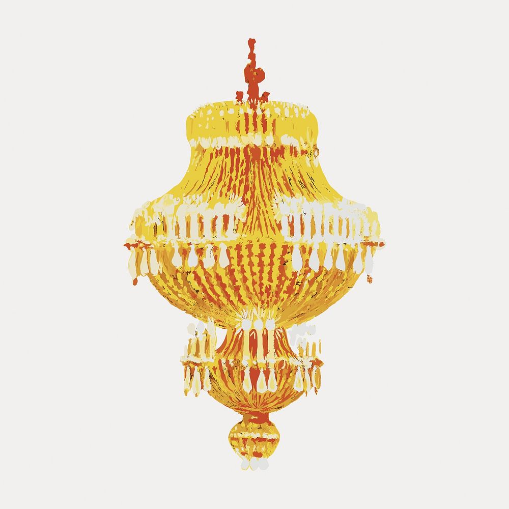 Chandelier sticker illustration isolated on white, vector. Remixed by rawpixel.