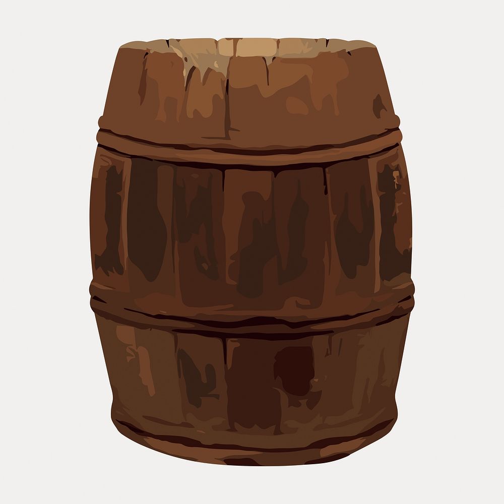 An old wooden barrel vector. Remixed by rawpixel.