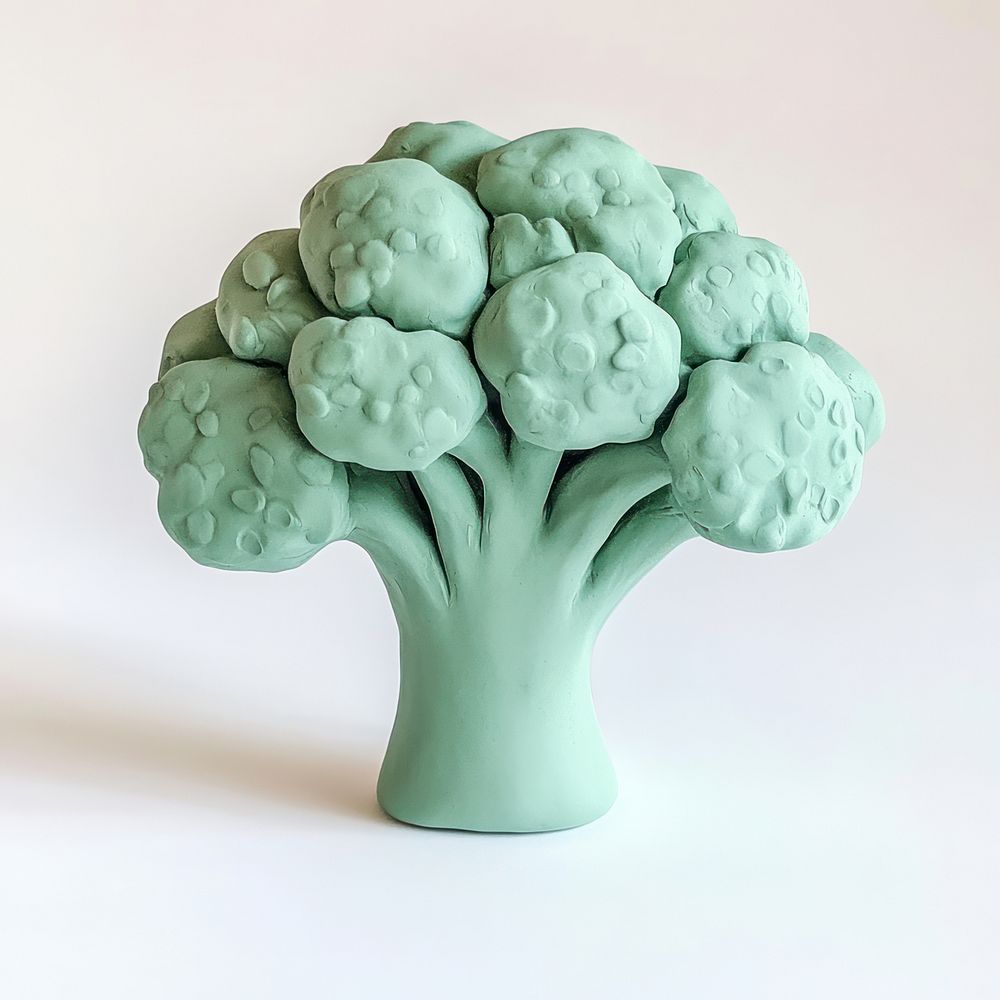 Pastel green brocolli clay art porcelain.