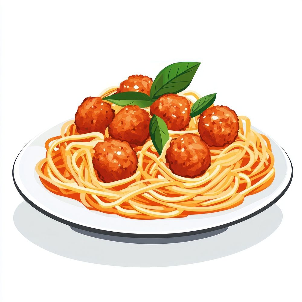 Meatball spaghetti illustration pasta plate.