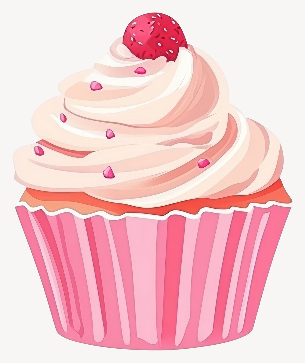 Pink cupcake illustration dessert art vector