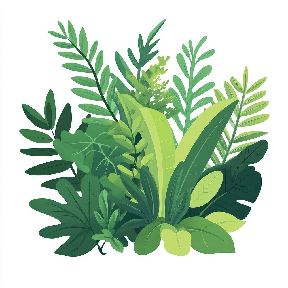 Jungle foliage bush green illustration leaves.