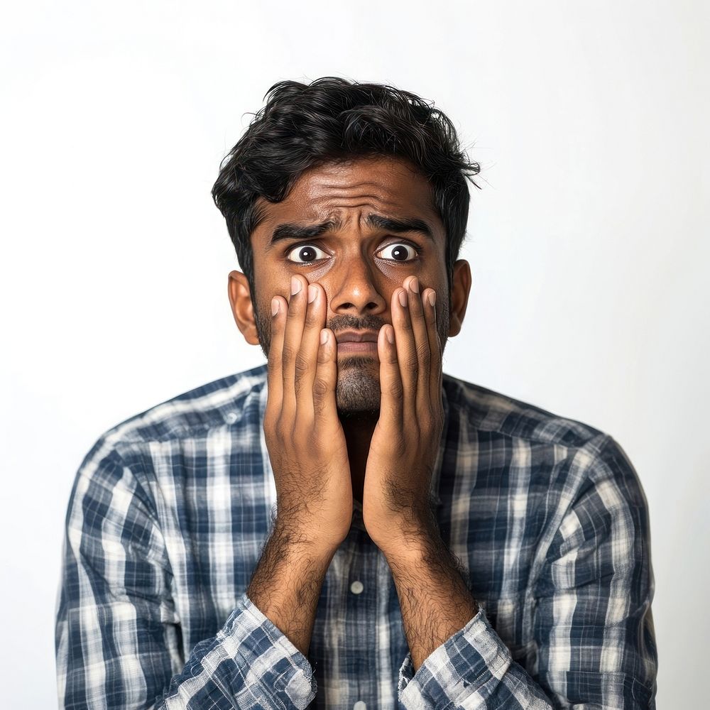 Indian man sad portrait photo face.