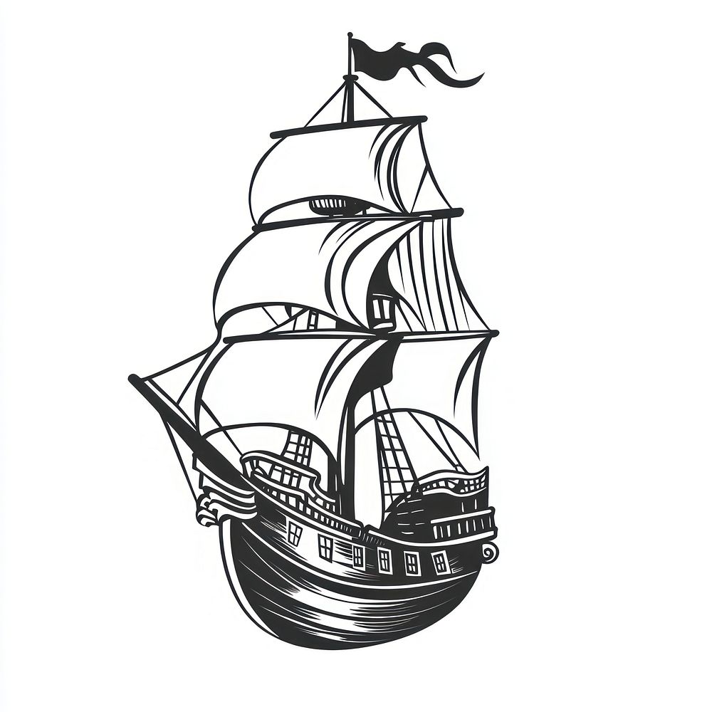 Pirate ship art illustration sailboat.