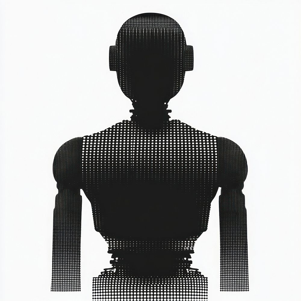 Robot silhouette illustration conceptual.