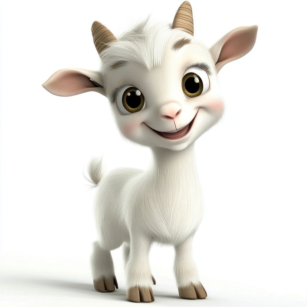 Cartoon background White Baby Goat goat.