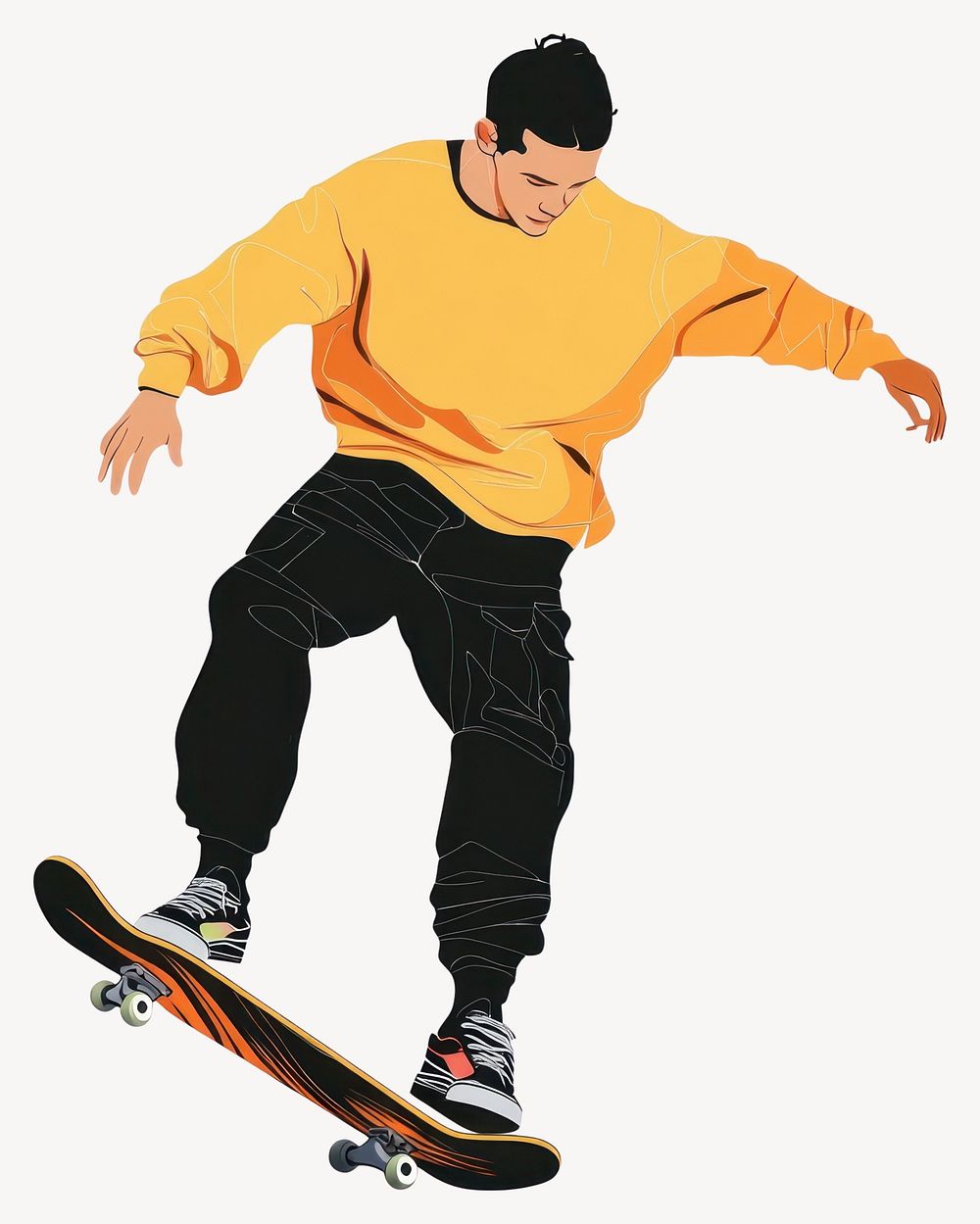 Young man playing skateboard illustration street skateboarding vector