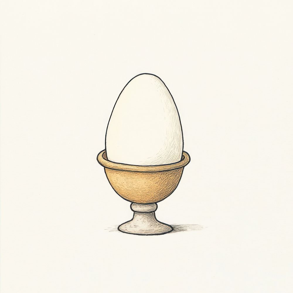 Boiled egg in a egg cup illustration vintage art.