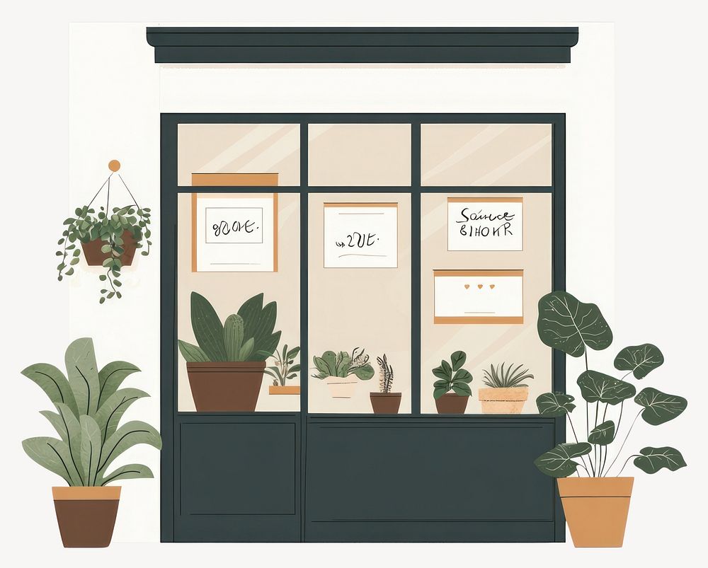 Plant shop window plants illustration vector