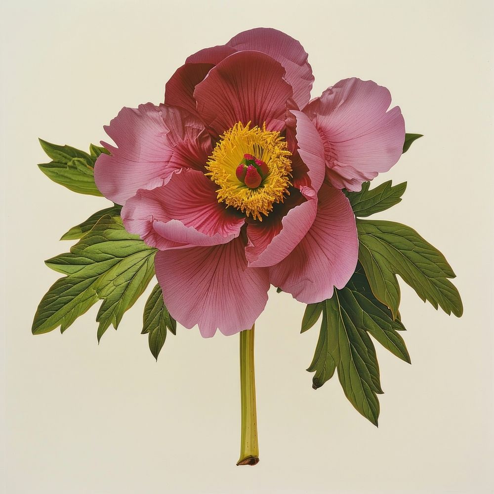 Purple peony flower illustration botanical.