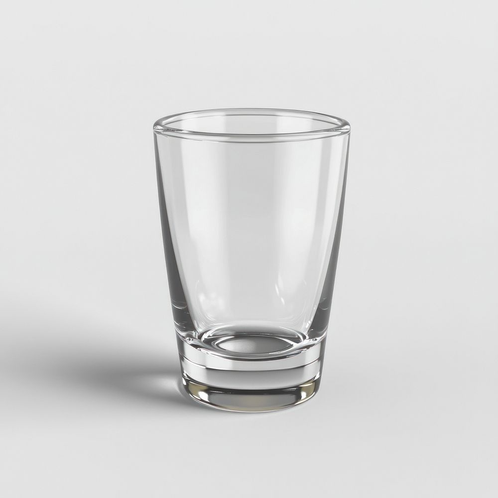 Shot glass transparent empty cup.