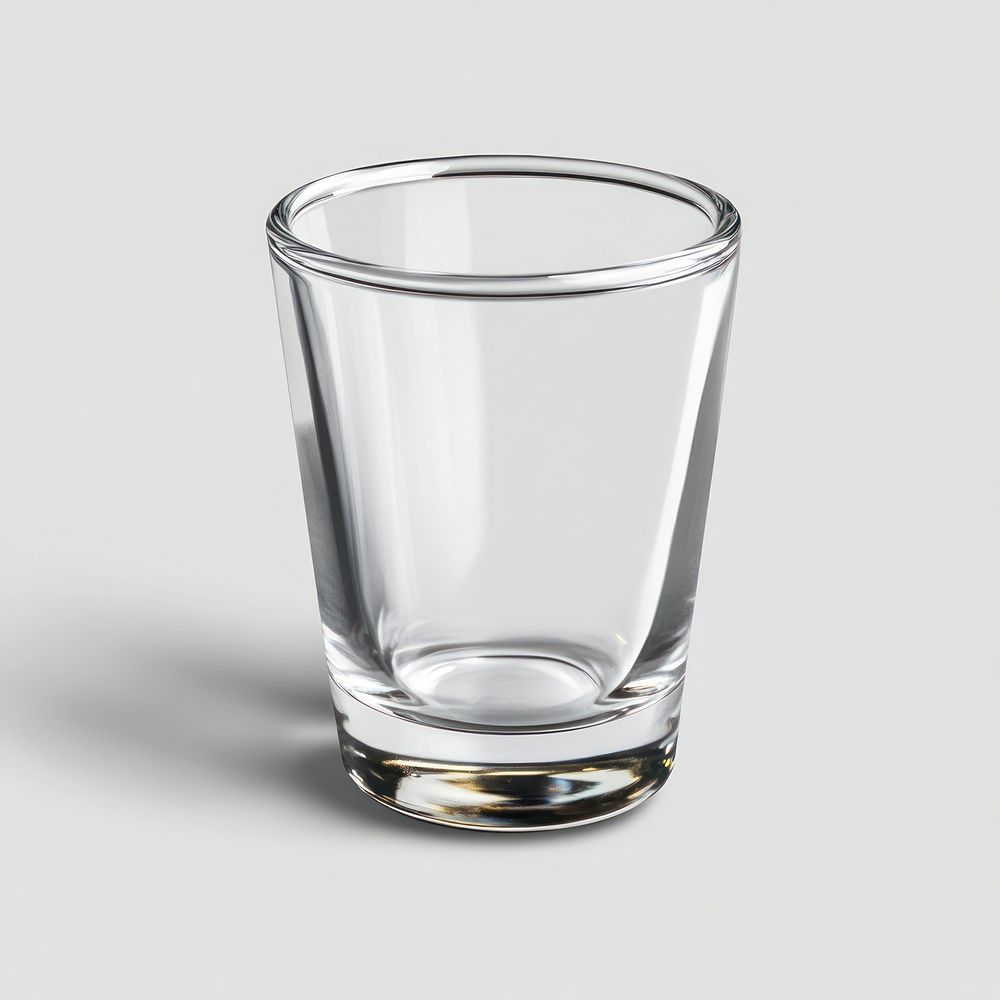 Shot glass transparent empty kitchenware.