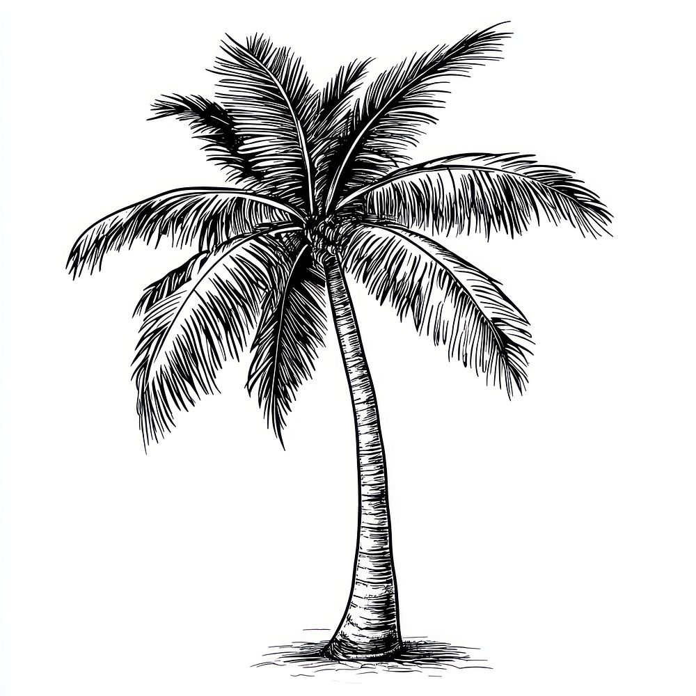 Coconut tree art drawing sketch.