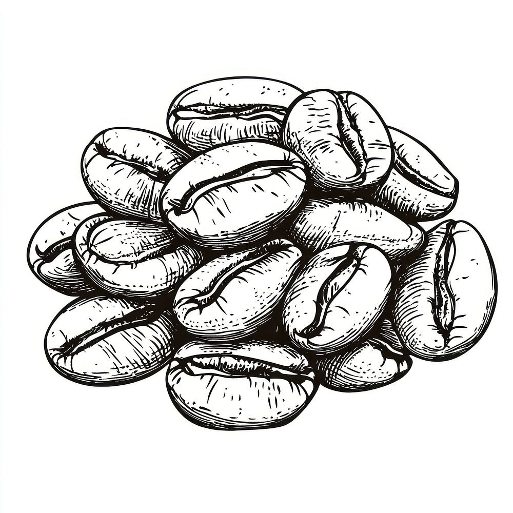 Coffee beans art black white.