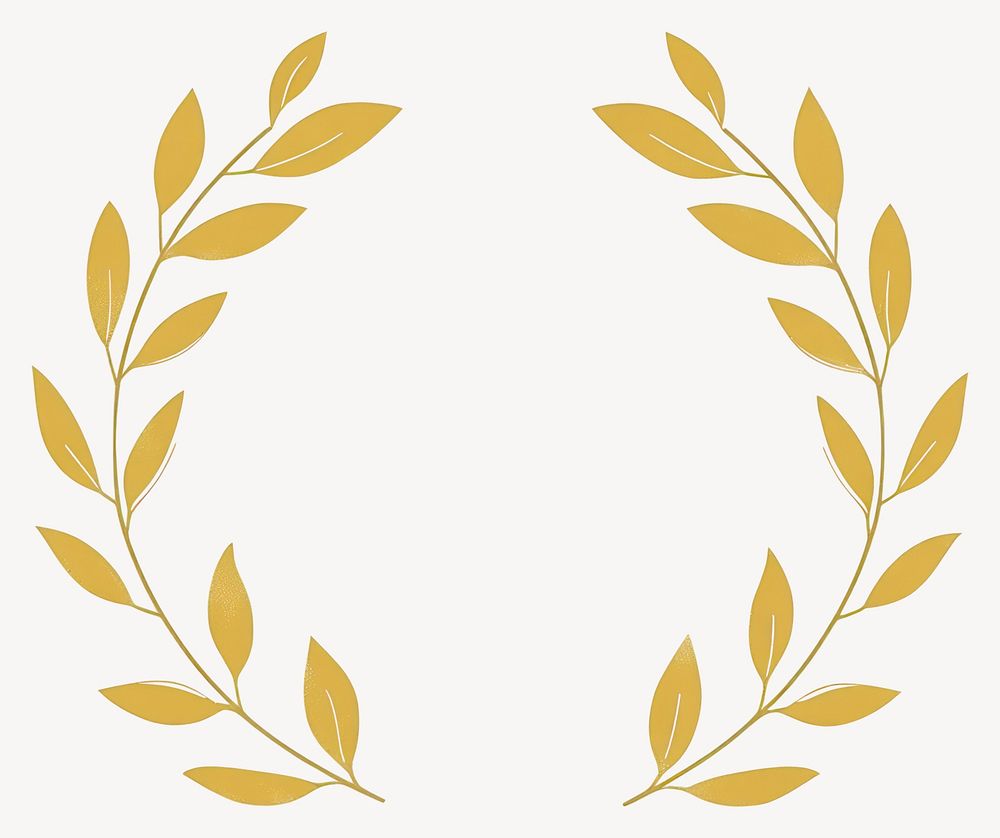 Gold laurel wreath illustration minimalist pattern vector