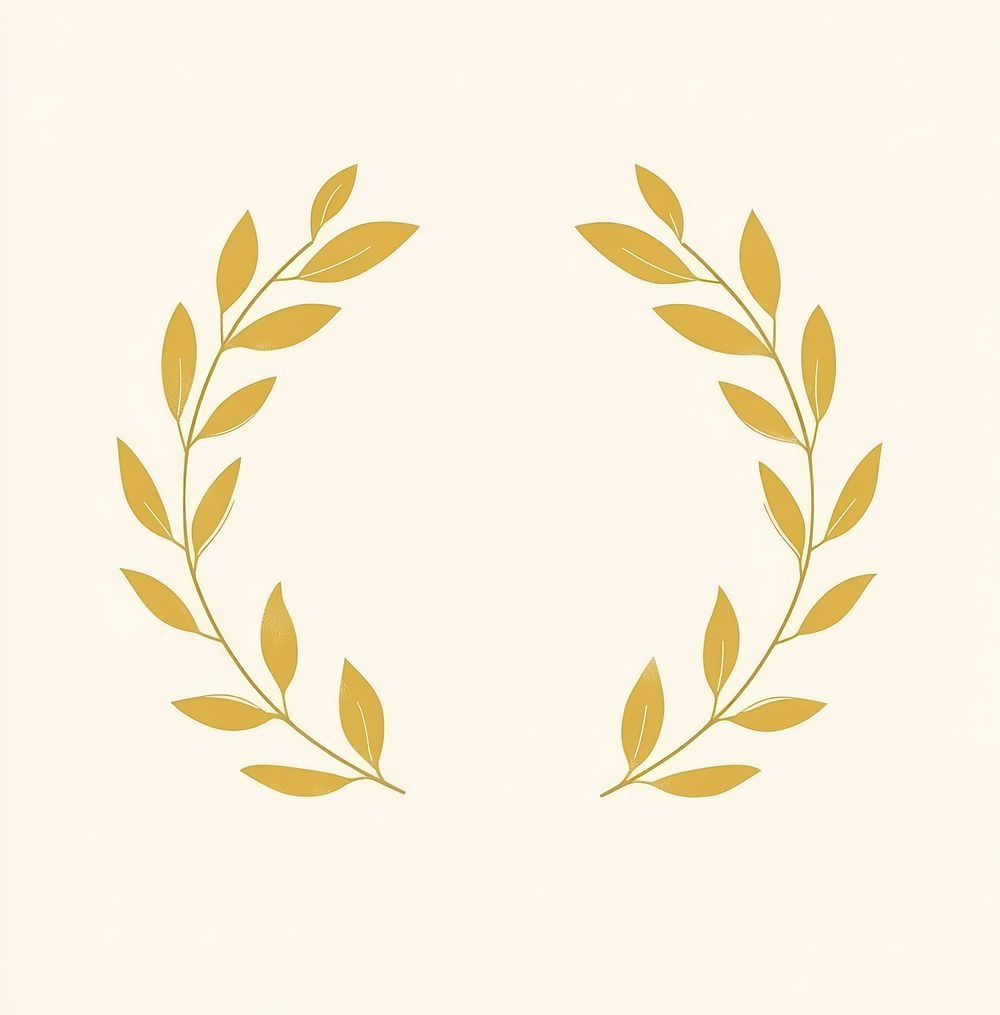 Gold laurel wreath illustration minimalist pattern.