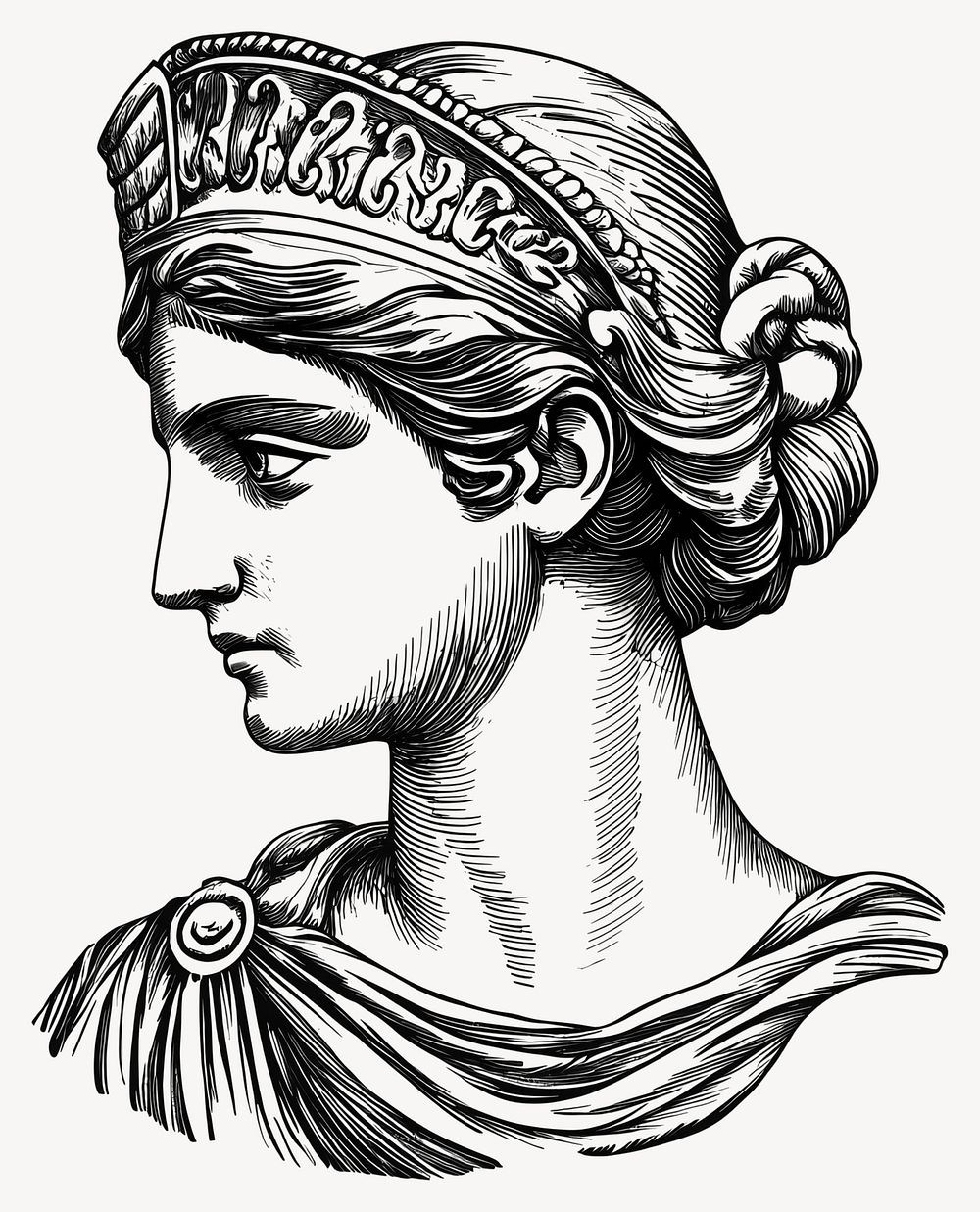 Greek sculpture art black white vector