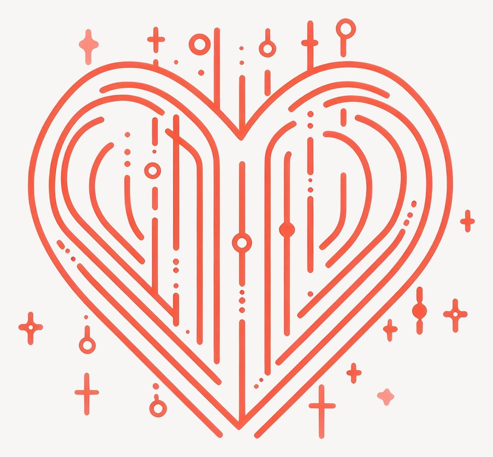 Valentine heart minimalist line vector