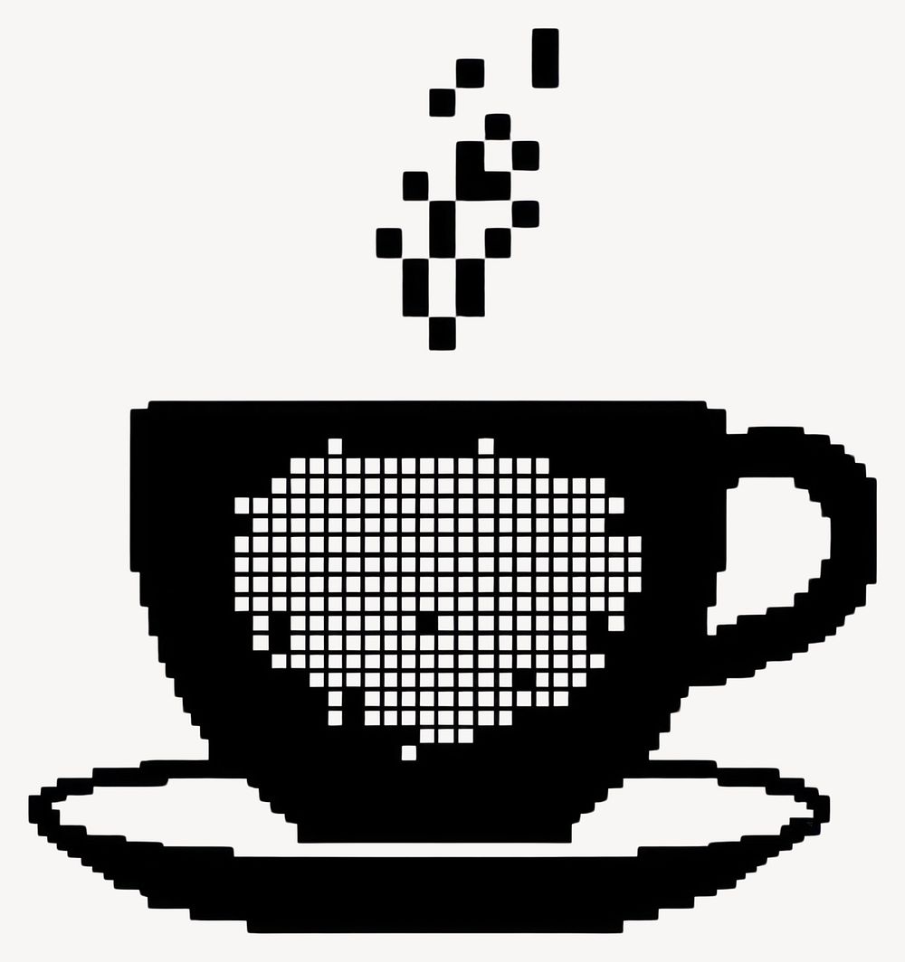 Coffee pixel black white vector