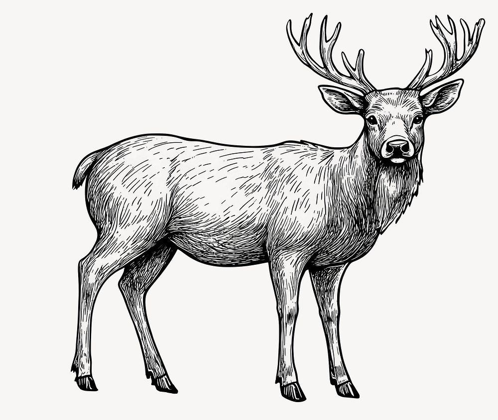 Stag art wildlife drawing vector