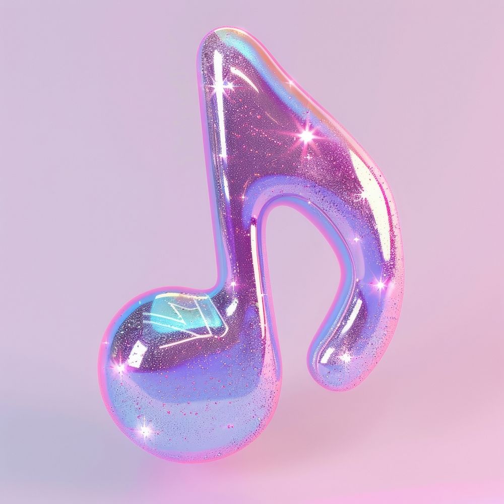 Single music note element glitter purple pastel.