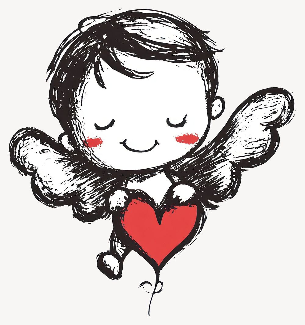 Cute cupid scribble sketch white illustration vector