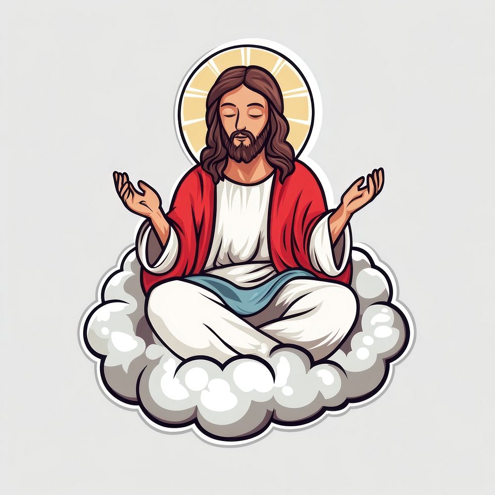 Jesus art illustration clouds.