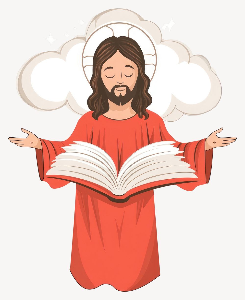 Jesus book illustration portrait vector