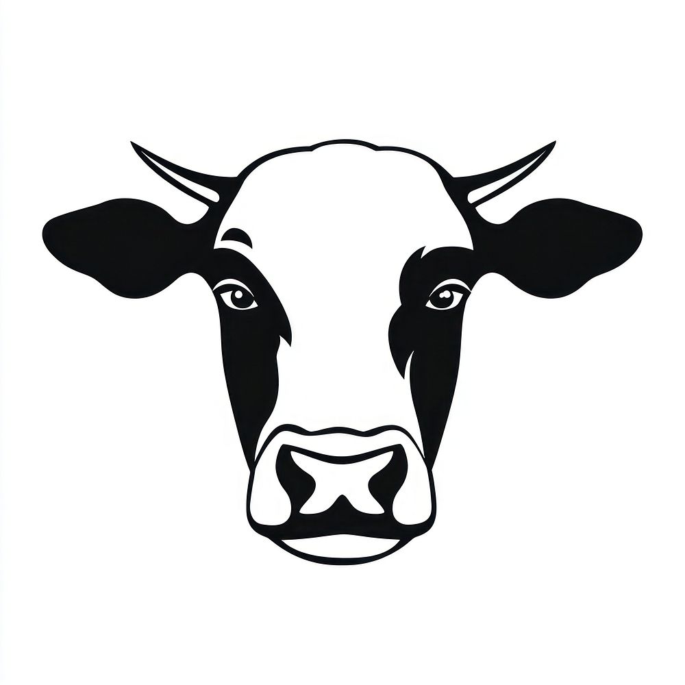 Ox face linear illustration animal simple.