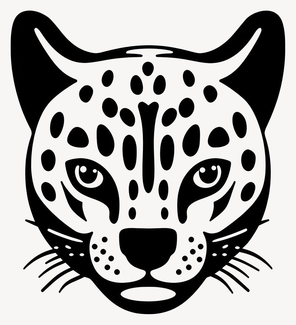 Ocelot animal face linear art illustration wildlife vector