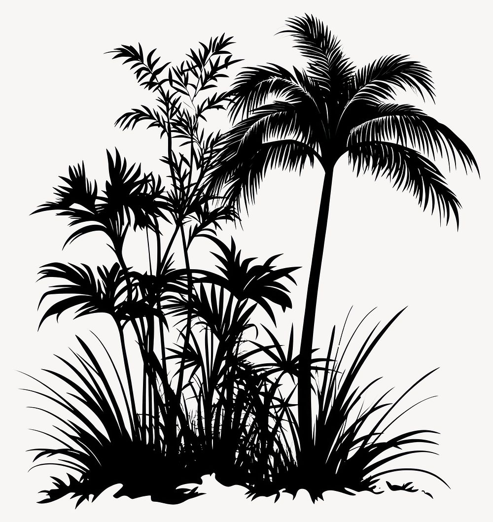 Silhouette illustration tropical plants vector