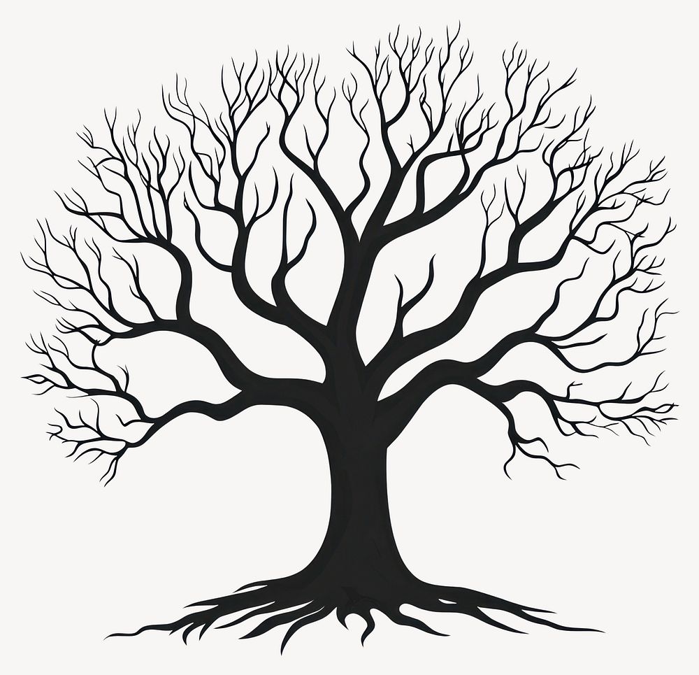 Oak tree silhouette illustration illustrated vector