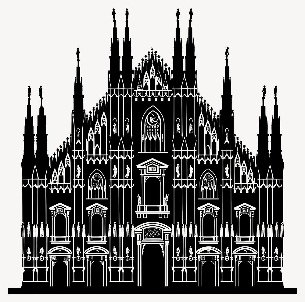 Duomo di Milano architecture silhouette cathedral vector