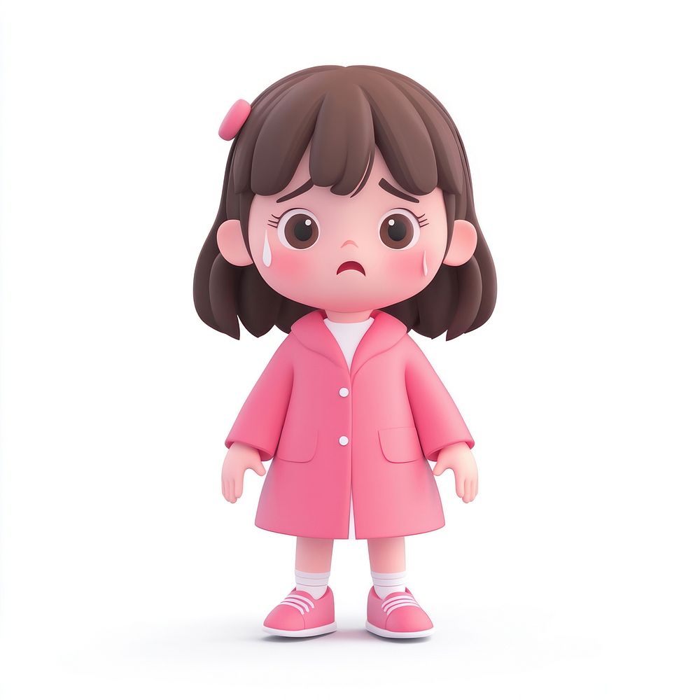 Cute girl Sadness illustration cartoon style.