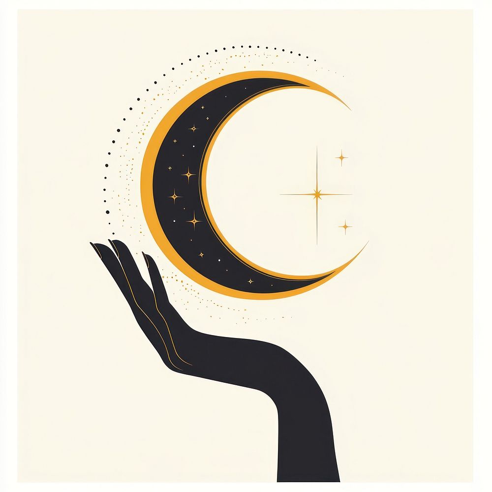 Vector outline crescent moon illustration minimalist elegant.