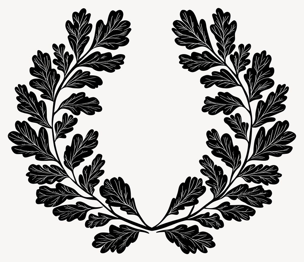 Rounded oak leaves wreath leaf art illustration vector