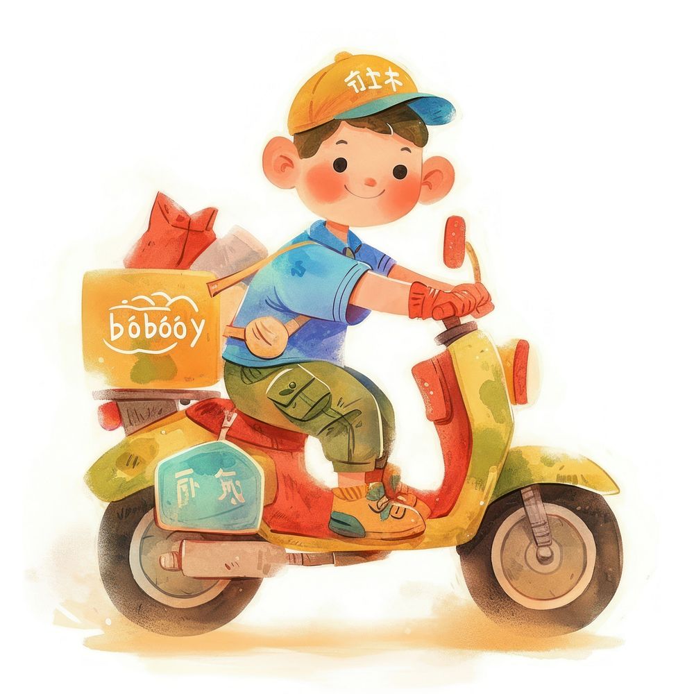 Delivery boy with motorcycle illustration character delivery.