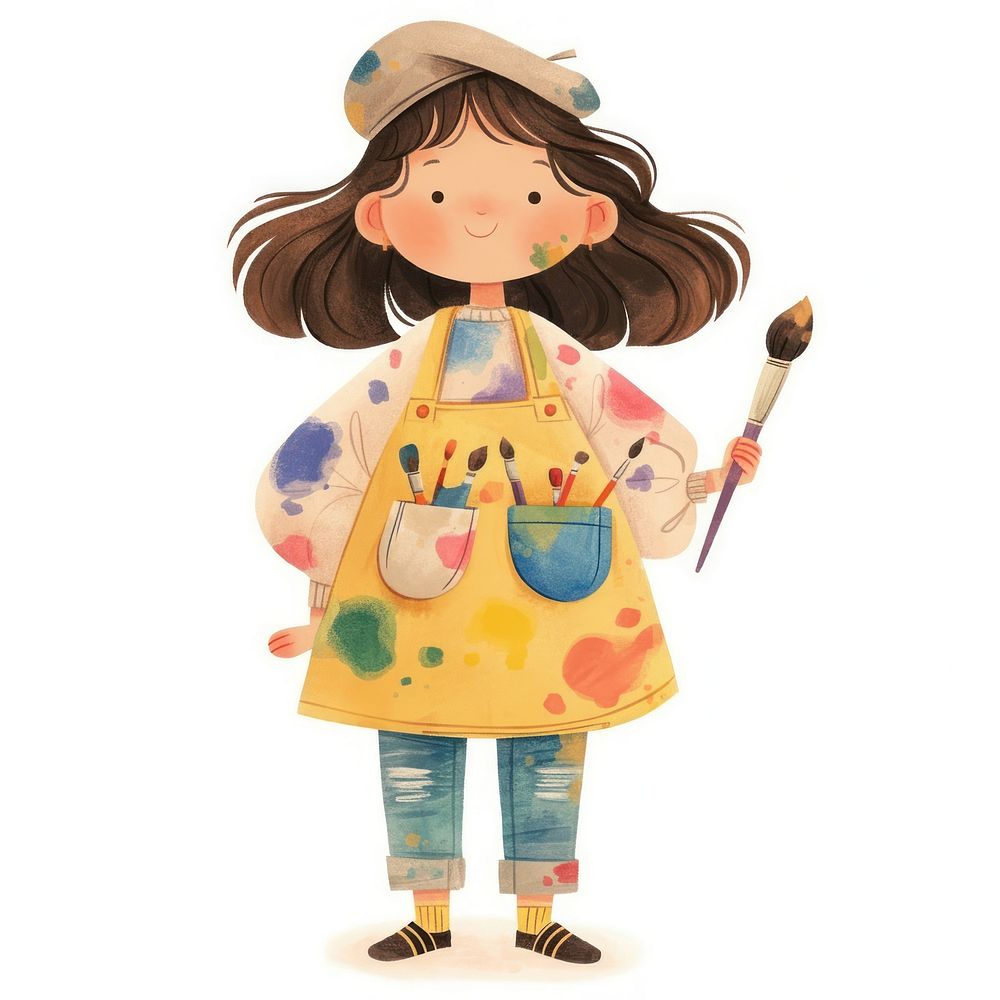 Girl Artist illustration artist brush.