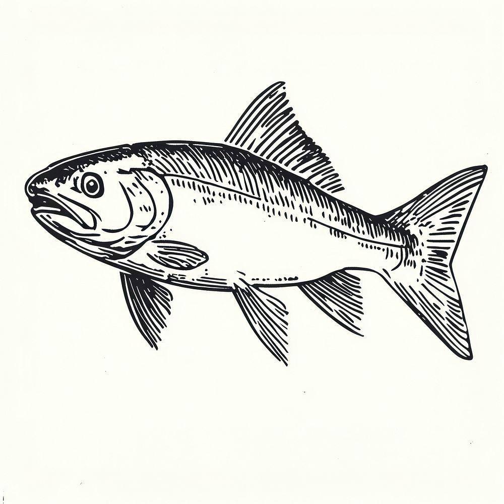 Salmon white fish illustration.