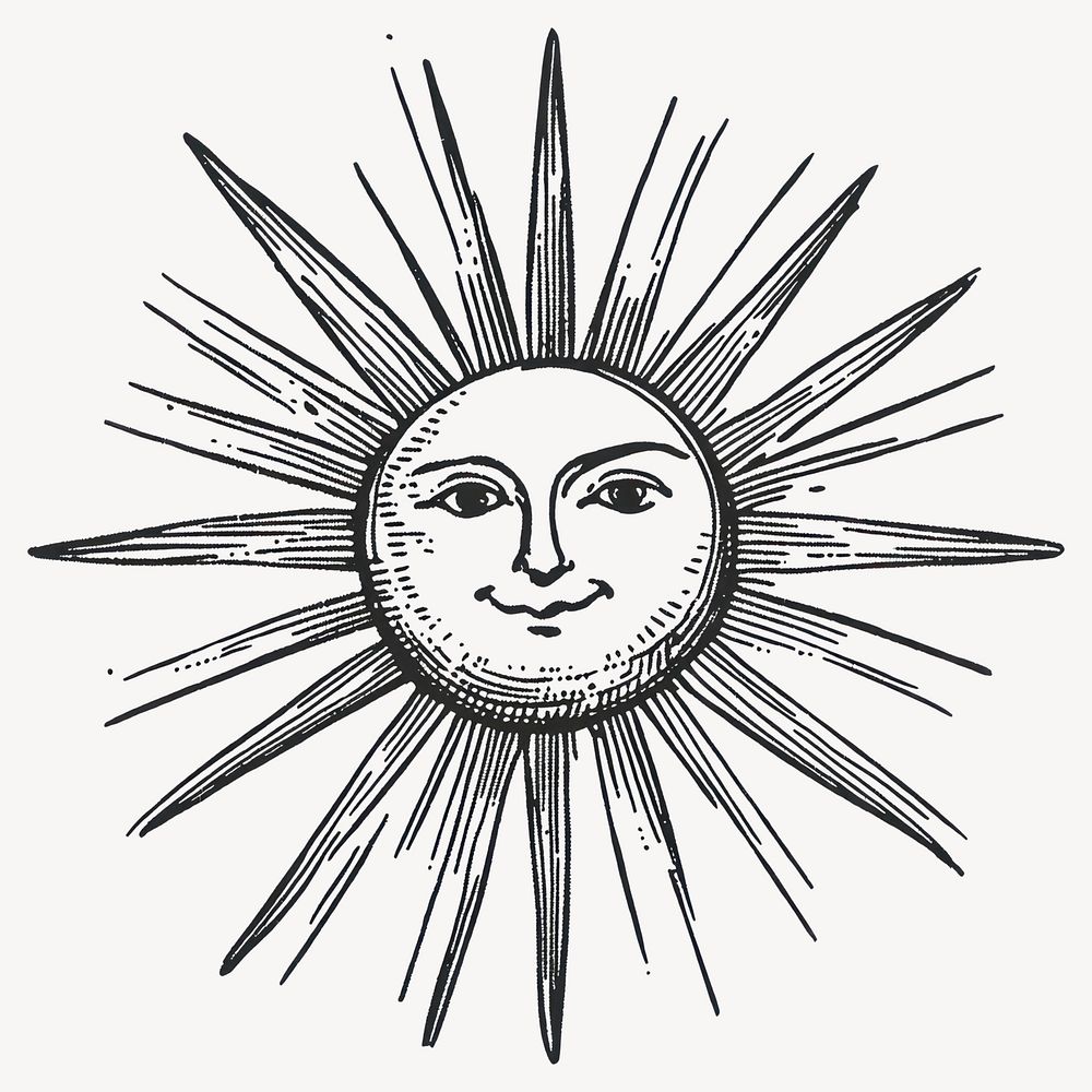 Sun sketch face art vector