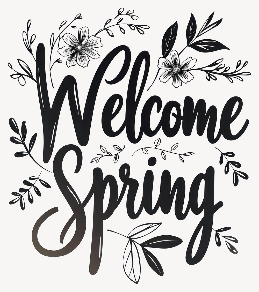 Illustration welcome spring black vector