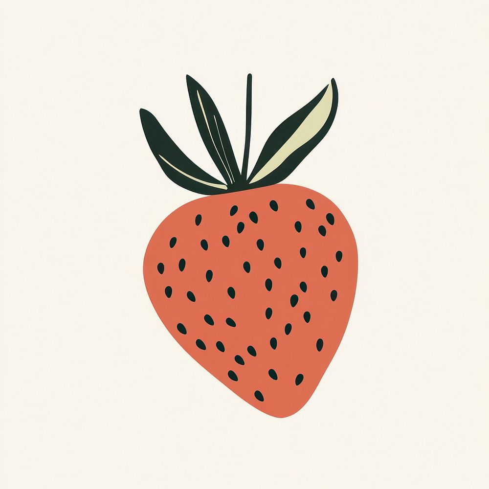 Strawberry illustration fruit art.